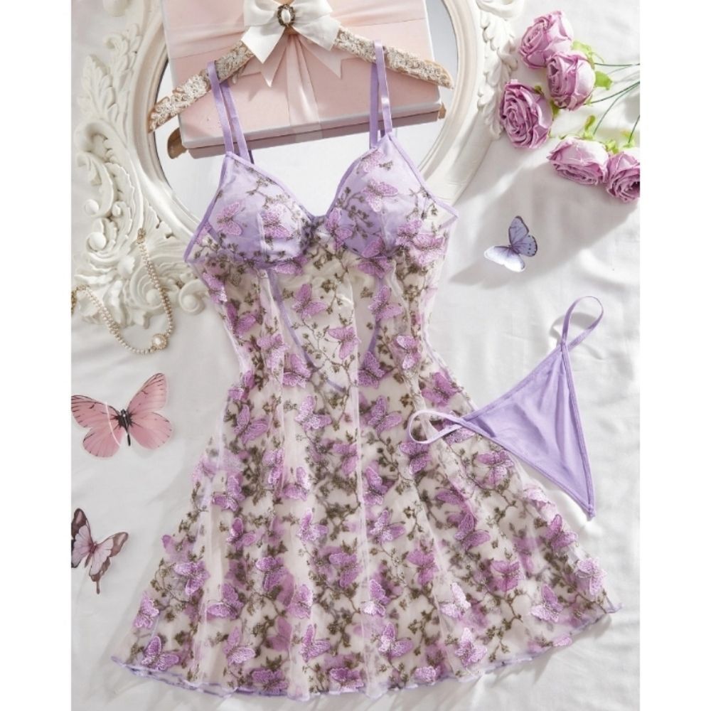 Floral Lingerie Women's Sexy Babydoll Lace See Through Dress Sleepwear Nightwear